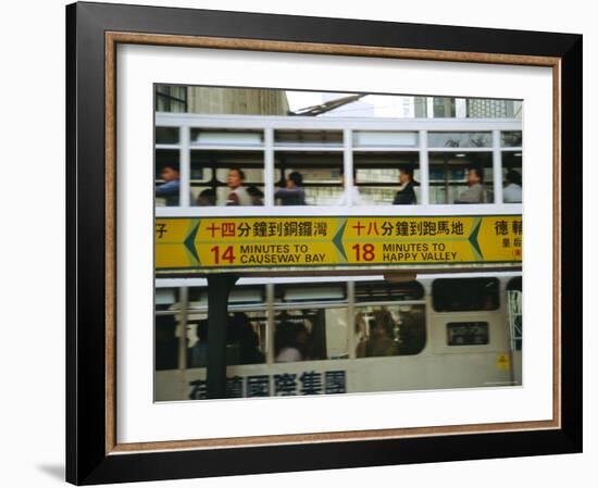 Tram Passing Pick up Stop, Hong Kong, China, Asia-Fraser Hall-Framed Photographic Print