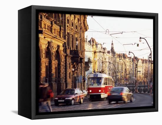 Tram, Prague, Czech Republic-Richard Nebesky-Framed Premier Image Canvas