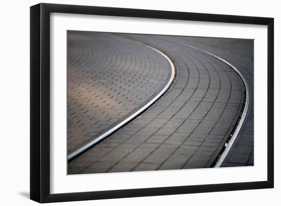 Tram Tracks in Berlin Germany-Felipe Rodriguez-Framed Photographic Print