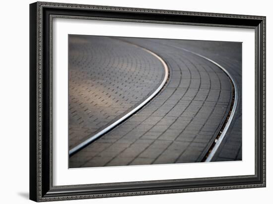 Tram Tracks in Berlin Germany-Felipe Rodriguez-Framed Photographic Print