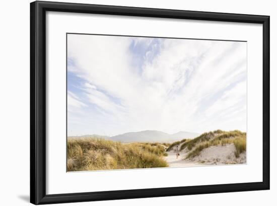 Tramore Beach, Kiltooris, Portnoo, Donegal, Ireland: Woman Walking Through The Dunes Towards Beach-Axel Brunst-Framed Photographic Print