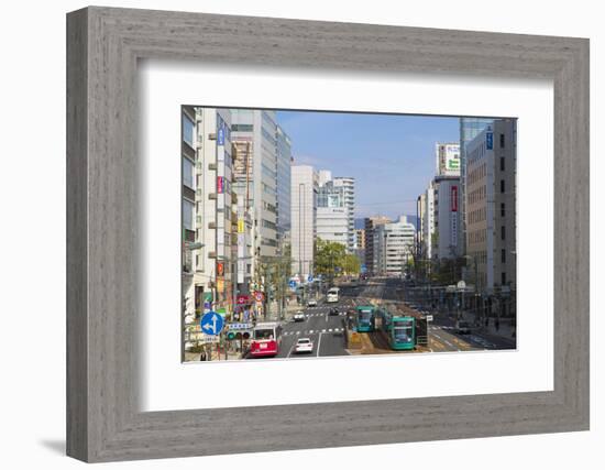 Trams and Traffic, Hiroshima, Hiroshima Prefecture, Japan-Ian Trower-Framed Photographic Print