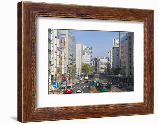 Trams and Traffic, Hiroshima, Hiroshima Prefecture, Japan-Ian Trower-Framed Photographic Print