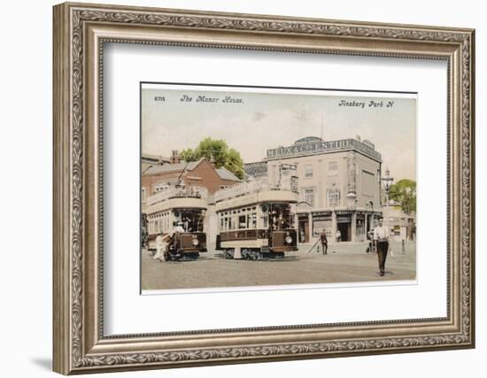 Trams at Finsbury Park London 'The Boy Stood on the Tramway Line the Driver Rang His Bell-null-Framed Photographic Print