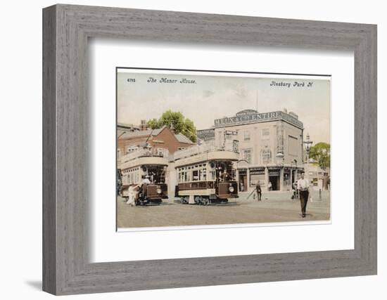 Trams at Finsbury Park London 'The Boy Stood on the Tramway Line the Driver Rang His Bell-null-Framed Photographic Print