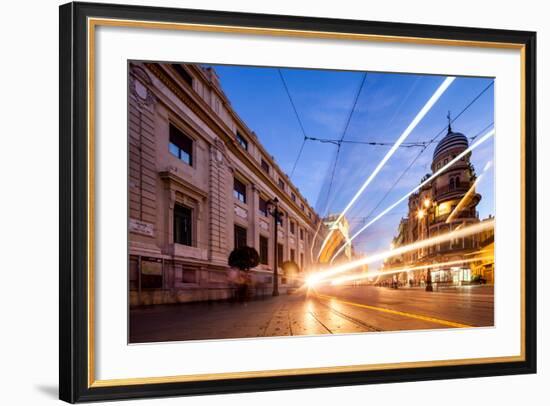 Trams in Seville-Felipe Rodriguez-Framed Photographic Print