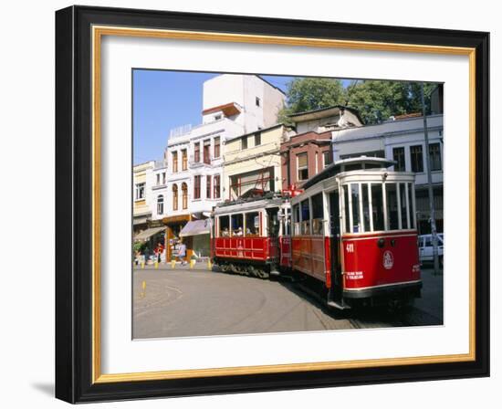 Trams on Istikal Cad, Beyoglu Quarter, Istanbul, Turkey-Bruno Morandi-Framed Photographic Print