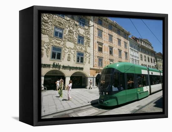 Trams Run Along Herrengasse, Stop at Hauptplatz in Main Street of Old Town, Graz, Styria, Austria-Ken Gillham-Framed Premier Image Canvas