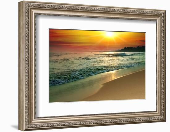 Tranquil Beach Sunset-Lilun-Framed Photographic Print