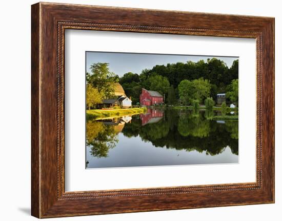 Tranquil River Reflections, Clinton, New Jersey-George Oze-Framed Photographic Print