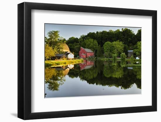 Tranquil River Reflections, Clinton, New Jersey-George Oze-Framed Photographic Print