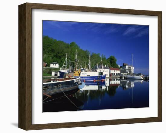 Tranquil Scene of Boats Reflected in Still Water on the Crinan Canal, Crinan, Strathclyde, Scotland-Kathy Collins-Framed Photographic Print