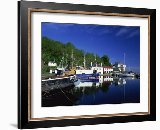 Tranquil Scene of Boats Reflected in Still Water on the Crinan Canal, Crinan, Strathclyde, Scotland-Kathy Collins-Framed Photographic Print