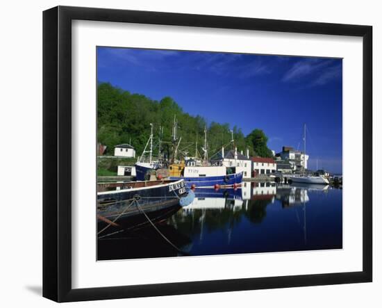 Tranquil Scene of Boats Reflected in Still Water on the Crinan Canal, Crinan, Strathclyde, Scotland-Kathy Collins-Framed Photographic Print