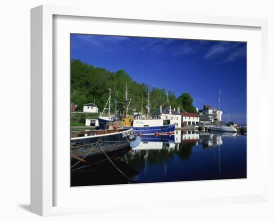 Tranquil Scene of Boats Reflected in Still Water on the Crinan Canal, Crinan, Strathclyde, Scotland-Kathy Collins-Framed Photographic Print