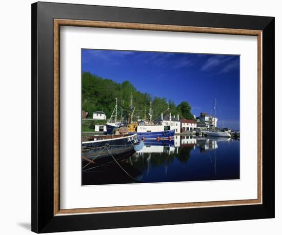 Tranquil Scene of Boats Reflected in Still Water on the Crinan Canal, Crinan, Strathclyde, Scotland-Kathy Collins-Framed Photographic Print