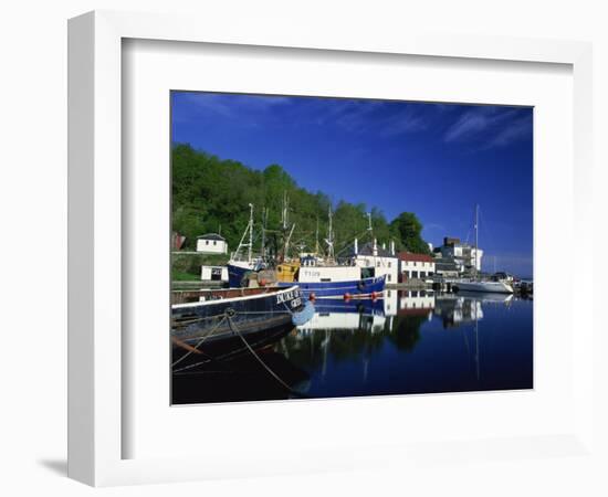 Tranquil Scene of Boats Reflected in Still Water on the Crinan Canal, Crinan, Strathclyde, Scotland-Kathy Collins-Framed Photographic Print