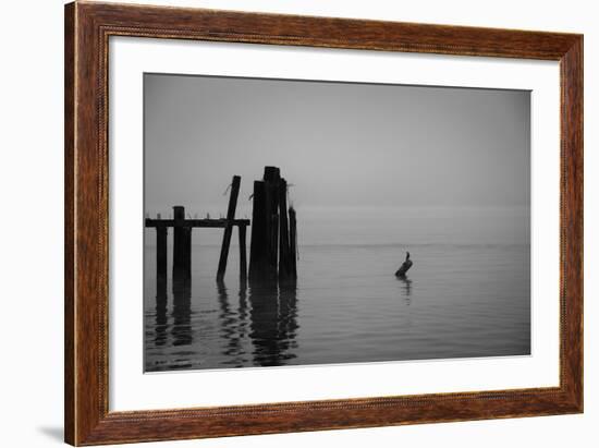 Tranquil Sea View with Wooden Jetty-Sharon Wish-Framed Photographic Print