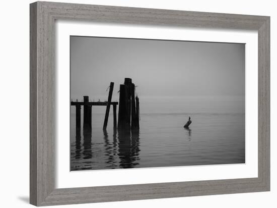 Tranquil Sea View with Wooden Jetty-Sharon Wish-Framed Photographic Print