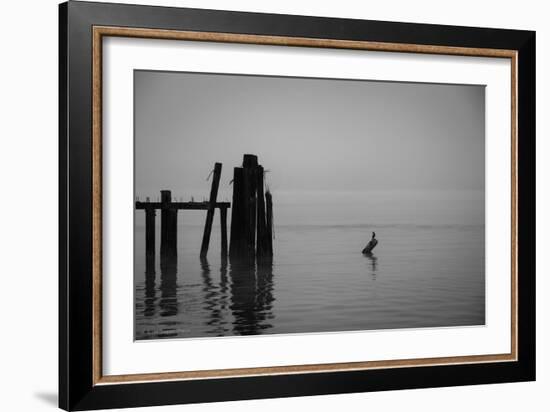 Tranquil Sea View with Wooden Jetty-Sharon Wish-Framed Photographic Print