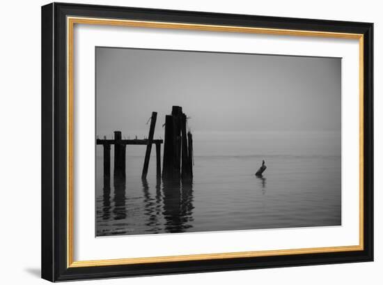 Tranquil Sea View with Wooden Jetty-Sharon Wish-Framed Photographic Print