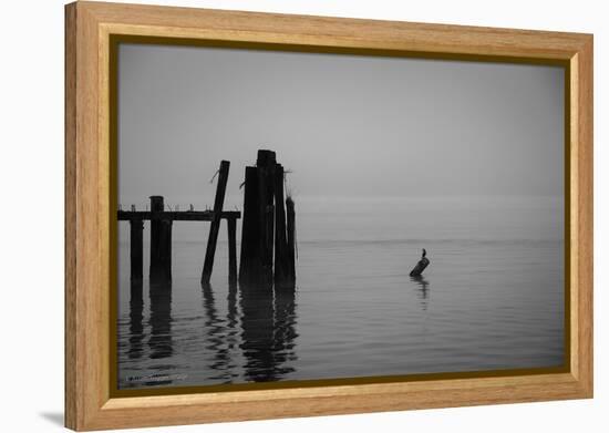 Tranquil Sea View with Wooden Jetty-Sharon Wish-Framed Premier Image Canvas