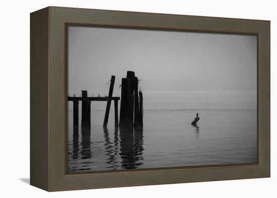 Tranquil Sea View with Wooden Jetty-Sharon Wish-Framed Premier Image Canvas