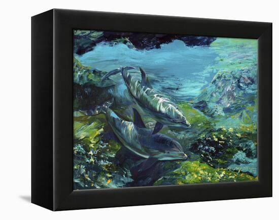 Tranquility Atlantic Bottlenose Dolphins-Lucy P. McTier-Framed Premier Image Canvas