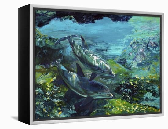 Tranquility Atlantic Bottlenose Dolphins-Lucy P. McTier-Framed Premier Image Canvas