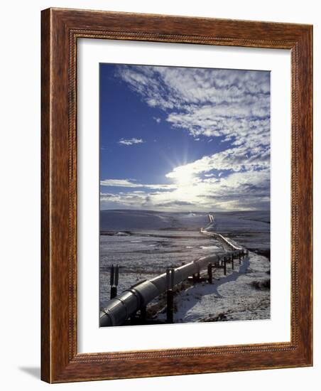 Trans-Alaska Pipeline in Winter, North Slope of the Brooks Range, Alaska, USA-Hugh Rose-Framed Photographic Print