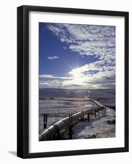 Trans-Alaska Pipeline in Winter, North Slope of the Brooks Range, Alaska, USA-Hugh Rose-Framed Photographic Print