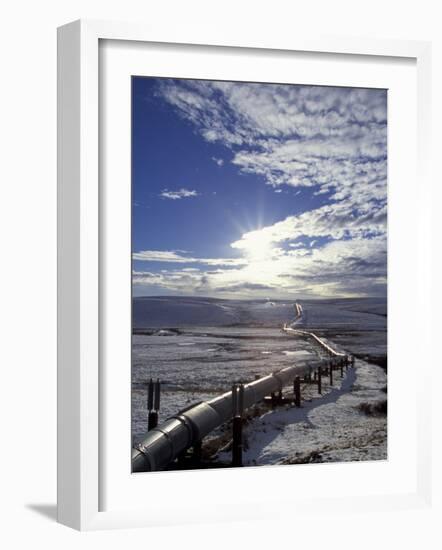 Trans-Alaska Pipeline in Winter, North Slope of the Brooks Range, Alaska, USA-Hugh Rose-Framed Photographic Print