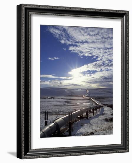 Trans-Alaska Pipeline in Winter, North Slope of the Brooks Range, Alaska, USA-Hugh Rose-Framed Photographic Print