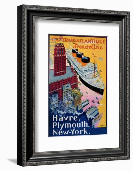 Transatlantique, French Line, Paris-Havre-New York-Albert Sebille-Framed Art Print