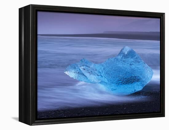 Translucent Blue Iceberg Washed Ashore on Breidamerkursandur Black Sands-Patrick Dieudonne-Framed Premier Image Canvas