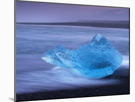Translucent Blue Iceberg Washed Ashore on Breidamerkursandur Black Sands-Patrick Dieudonne-Mounted Photographic Print