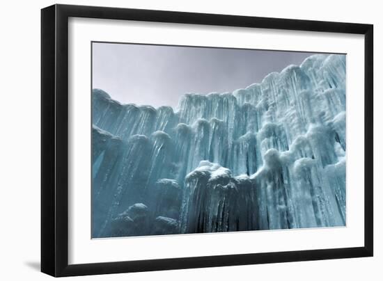 Translucent Blue Icicles in a Frozen Ice Wall-Felix Lipov-Framed Photographic Print