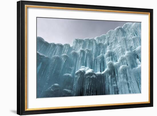 Translucent Blue Icicles in a Frozen Ice Wall-Felix Lipov-Framed Photographic Print