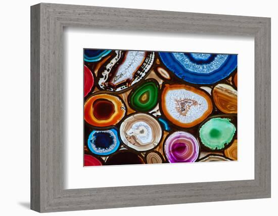 Translucent Mosaic Made with Slices of Agate Stone-Natali Glado-Framed Photographic Print