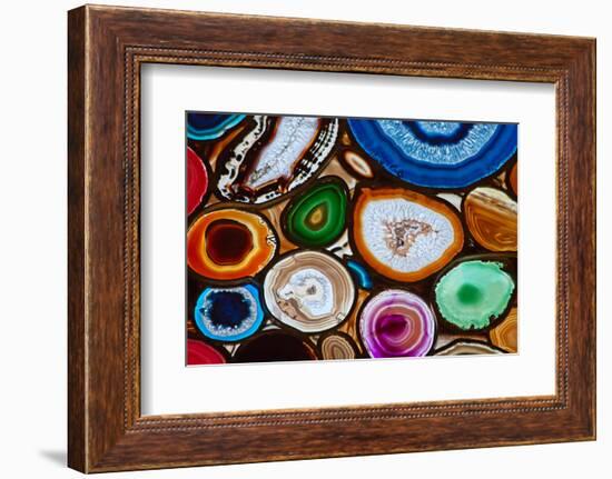 Translucent Mosaic Made with Slices of Agate Stone-Natali Glado-Framed Photographic Print