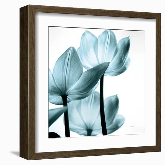 Translucent Tulips III Sq Aqua Crop-Debra Van Swearingen-Framed Art Print