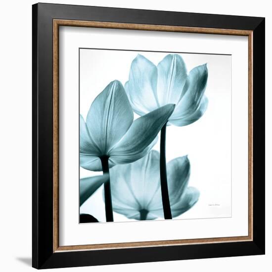 Translucent Tulips III Sq Aqua Crop-Debra Van Swearingen-Framed Art Print