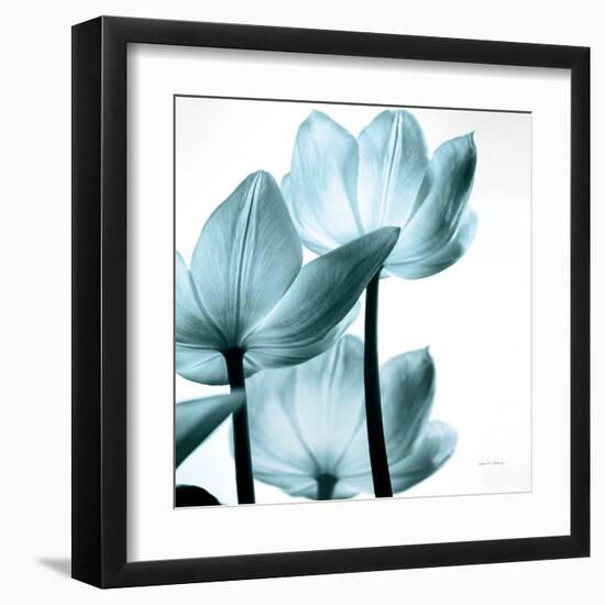 Translucent Tulips III Sq Aqua Crop-Debra Van Swearingen-Framed Art Print