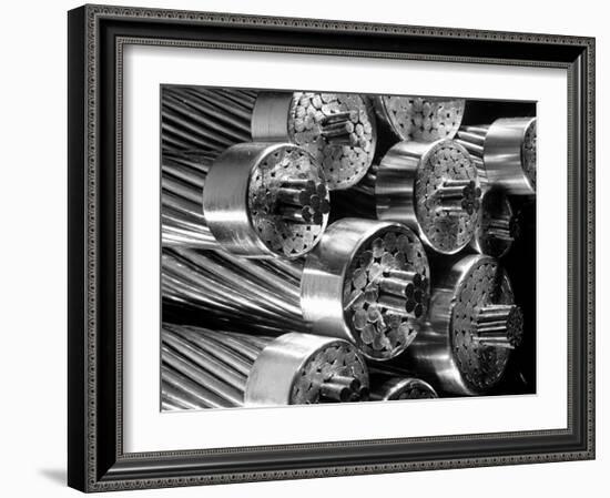 Transmission Cables Showing 6 Core Wires in a Bundle of 60 Aluminum Cables, Aluminum Co. of America-Margaret Bourke-White-Framed Premium Photographic Print