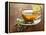 Transparent Cup of Green Tea with Lime on Wooden Background-Yastremska-Framed Premier Image Canvas
