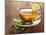 Transparent Cup of Green Tea with Lime on Wooden Background-Yastremska-Mounted Photographic Print