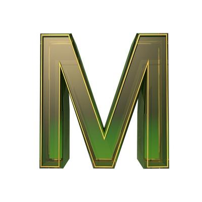 Transparent Emerald Green Alphabet With Gold Edging 3d Letter M Isolated On White Art Print By Andriy Zholudyev Art Com
