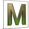 Transparent Emerald Green Alphabet With Gold Edging, 3D Letter M Isolated On White-Andriy Zholudyev-Mounted Art Print