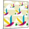 Transparent Multicolored Birds Pattern-cienpies-Mounted Art Print