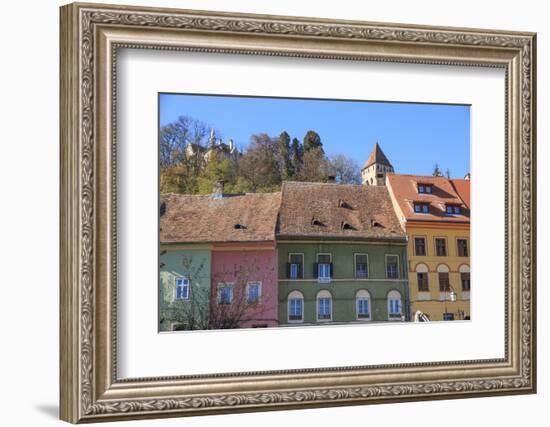 Transylvania, Romania, Mures County, Sighisoara, colorful houses.-Emily Wilson-Framed Photographic Print